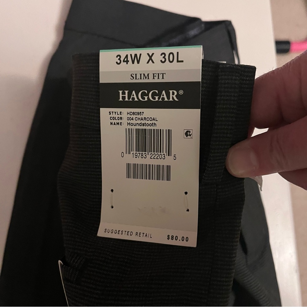 NWT Haggar Slim Fit Charcoal Dress Pants 34w x 30L - Picture 4 of 6